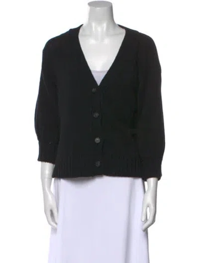 Pre-owned Goop G. Label Virgin Wool V-neck Sweater In Black