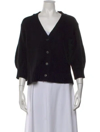 Pre-owned Goop G. Label Virgin Wool V-neck Sweater In Black