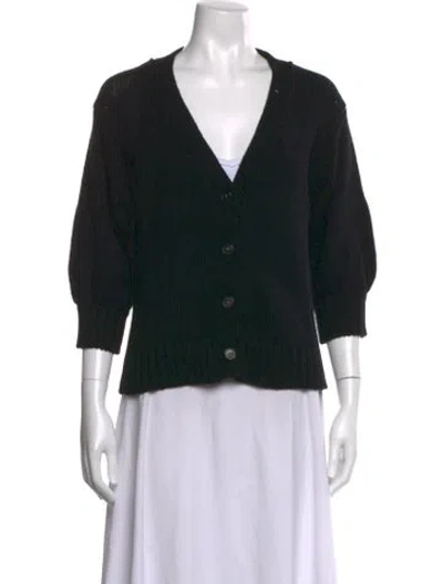 Pre-owned Goop G. Label Virgin Wool V-neck Sweater In Black