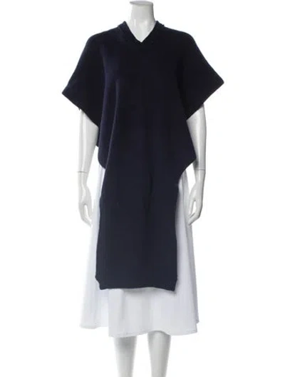 Pre-owned Goop G. Label Virgin Wool V-neck Sweater In Blue