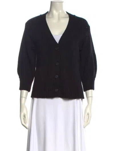 Pre-owned Goop G. Label Virgin Wool V-neck Sweater In Blue