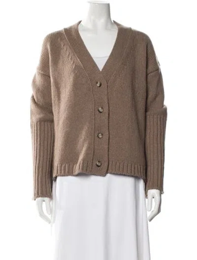 Pre-owned Goop G. Label Virgin Wool V-neck Sweater In Brown