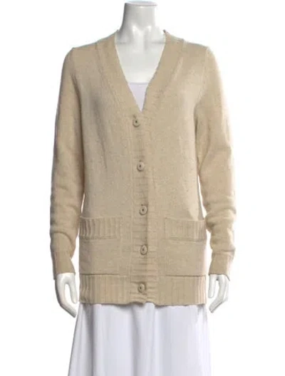 Pre-owned Goop G. Label Virgin Wool V-neck Sweater In Neutral