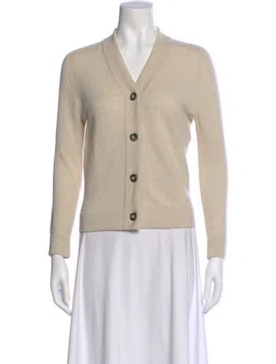 Pre-owned Goop G. Label Virgin Wool V-neck Sweater In Neutral