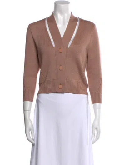 Pre-owned Goop G. Label Virgin Wool V-neck Sweater In Neutral