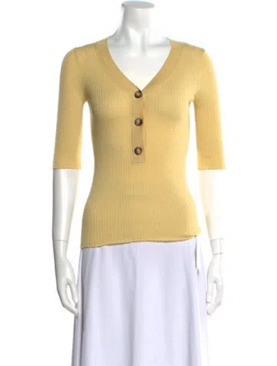 Pre-owned Goop G. Label Virgin Wool V-neck Sweater In Neutral