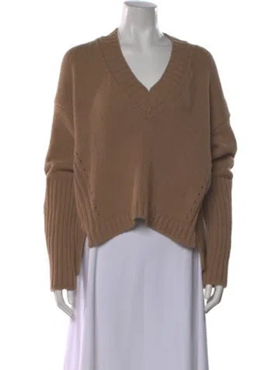 Pre-owned Goop G. Label Virgin Wool V-neck Sweater In Neutral