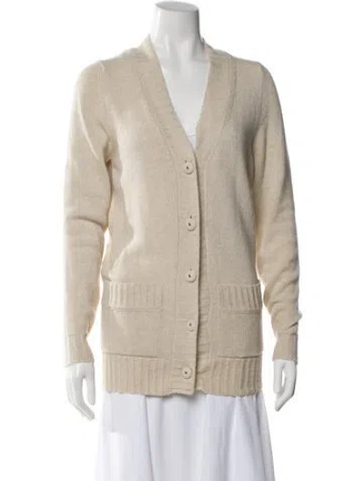 Pre-owned Goop G. Label Virgin Wool V-neck Sweater In Neutral