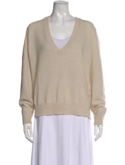 Pre-owned Goop G. Label Virgin Wool V-neck Sweater In Neutral