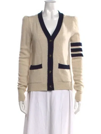 Pre-owned Goop G. Label Virgin Wool V-neck Sweater In Neutral