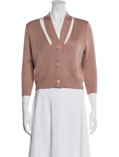 Pre-owned Goop G. Label Virgin Wool V-neck Sweater In Pink