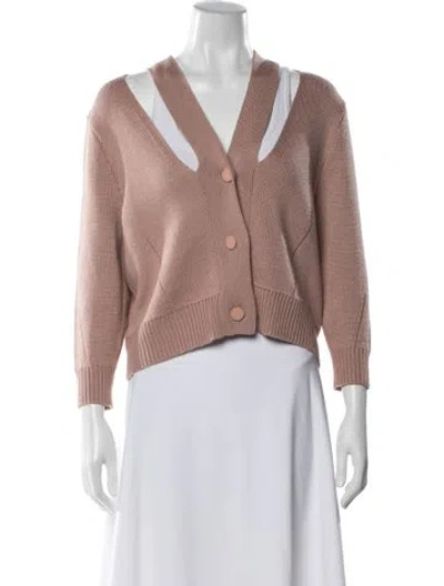 Pre-owned Goop G. Label Virgin Wool V-neck Sweater In Pink