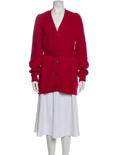 Pre-owned Goop G. Label Virgin Wool V-neck Sweater In Red