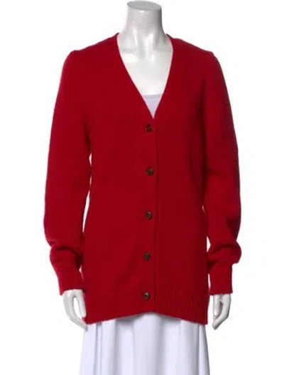 Pre-owned Goop G. Label Virgin Wool V-neck Sweater In Red