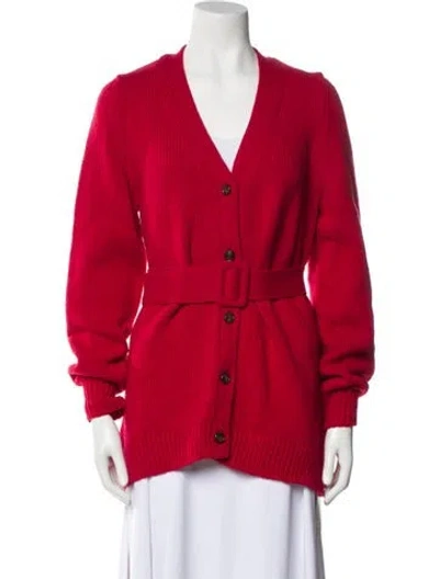 Pre-owned Goop G. Label Virgin Wool V-neck Sweater In Red