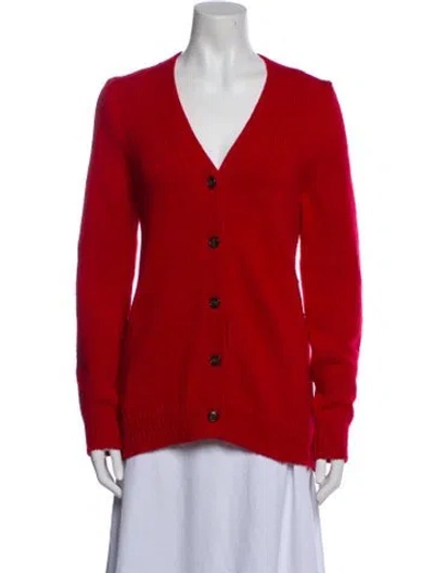 Pre-owned Goop G. Label Virgin Wool V-neck Sweater In Red