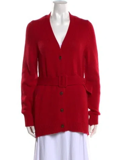 Pre-owned Goop G. Label Virgin Wool V-neck Sweater In Red