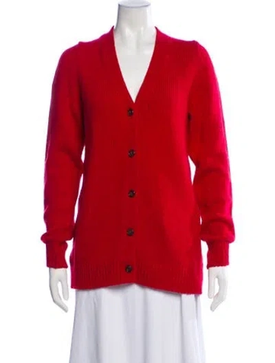 Pre-owned Goop G. Label Virgin Wool V-neck Sweater In Red