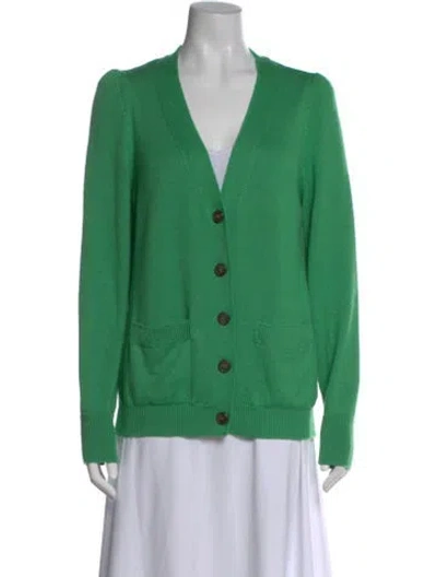 Pre-owned Goop G. Label Virgin Wool V-neck Sweater W/ Tags In Green