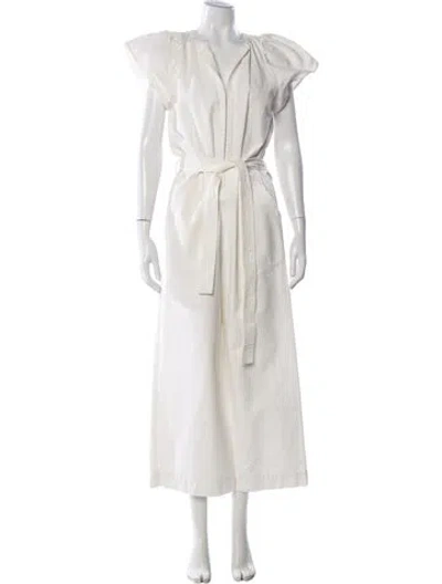 Pre-owned Goop G. Label V-neck Jumpsuit In White