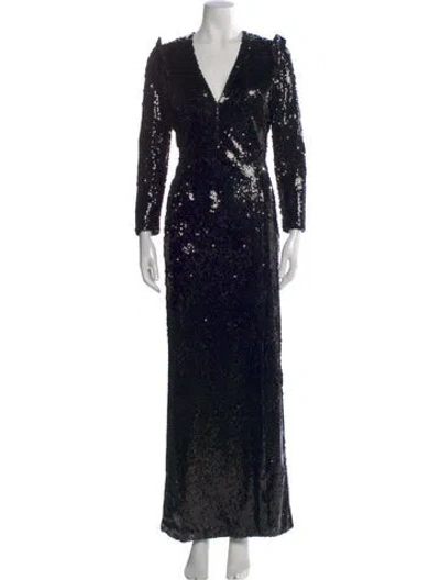 Pre-owned Goop G. Label V-neck Long Dress In Black