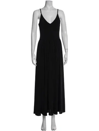Pre-owned Goop G. Label V-neck Long Dress In Black
