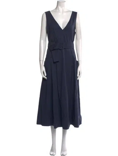 Pre-owned Goop G. Label V-neck Long Dress In Blue