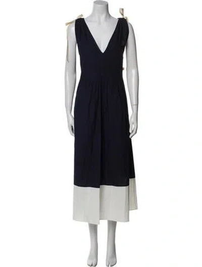 Pre-owned Goop G. Label V-neck Long Dress In Blue
