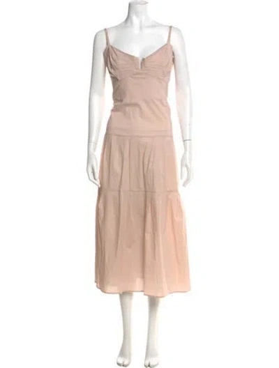 Pre-owned Goop G. Label V-neck Long Dress In Pink