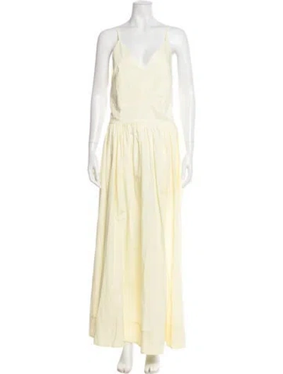 Pre-owned Goop G. Label V-neck Long Dress In Yellow