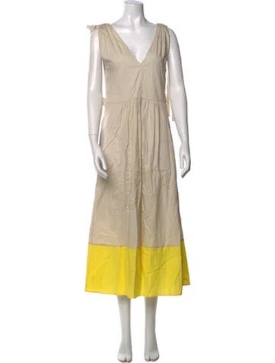 Pre-owned Goop G. Label V-neck Long Dress In Yellow