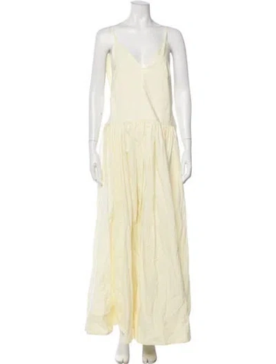 Pre-owned Goop G. Label V-neck Long Dress In Yellow