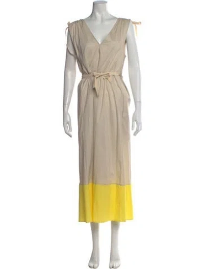 Pre-owned Goop G. Label V-neck Long Dress In Yellow