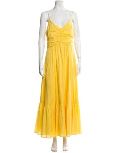 Pre-owned Goop G. Label V-neck Long Dress In Yellow