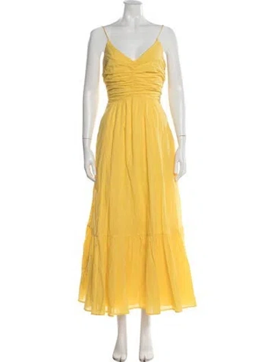 Pre-owned Goop G. Label V-neck Long Dress In Yellow