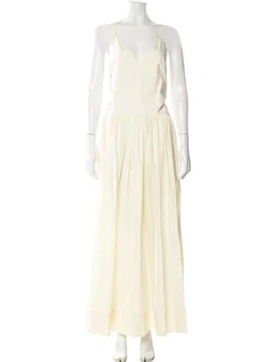 Pre-owned Goop G. Label V-neck Long Dress In Yellow