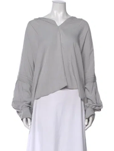 Pre-owned Goop G. Label V-neck Long Sleeve Blouse In Blue