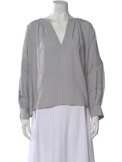 Pre-owned Goop G. Label V-neck Long Sleeve Blouse In White