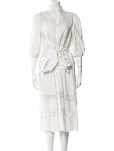 Pre-owned Goop G. Label V-neck Midi Length Dress In White