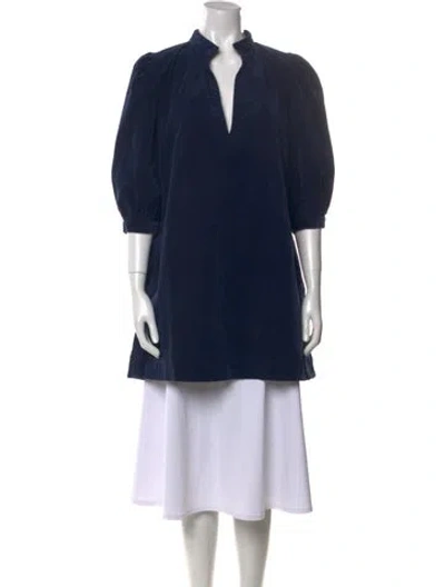 Pre-owned Goop G. Label V-neck Mini Dress In Blue