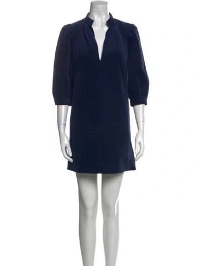Pre-owned Goop G. Label V-neck Mini Dress In Blue
