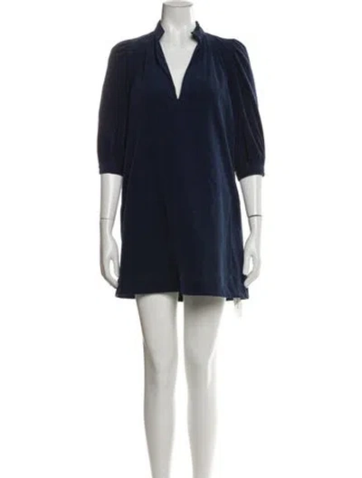Pre-owned Goop G. Label V-neck Mini Dress In Blue