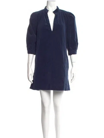 Pre-owned Goop G. Label V-neck Mini Dress In Blue