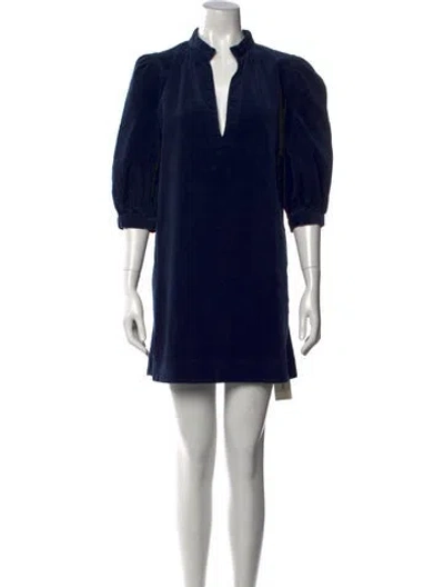 Pre-owned Goop G. Label V-neck Mini Dress In Blue