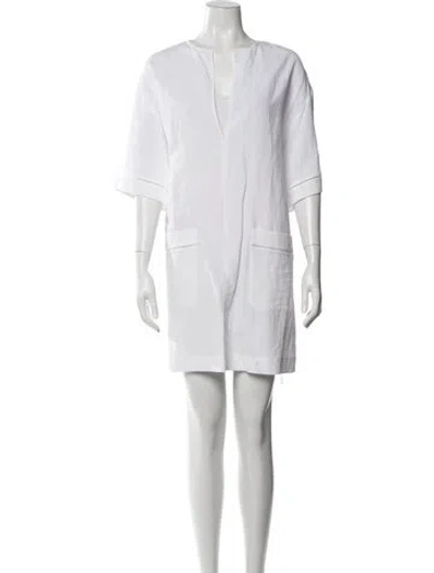Pre-owned Goop G. Label V-neck Mini Dress In White