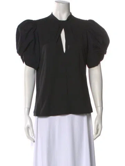 Pre-owned Goop G. Label V-neck Short Sleeve Blouse In Black