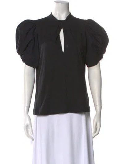 Pre-owned Goop G. Label V-neck Short Sleeve Blouse In Black