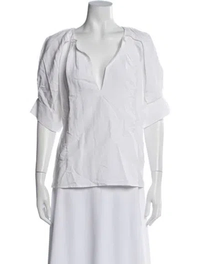 Pre-owned Goop G. Label V-neck Short Sleeve Blouse In Neutral
