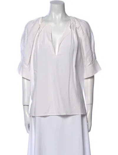 Pre-owned Goop G. Label V-neck Short Sleeve Blouse In White