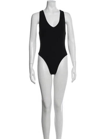 Pre-owned Goop G. Label V-neck Sleeveless Bodysuit In Black